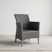 Chaise d'extérieur minimaliste en teck gris tressé moderne avec pieds en bois