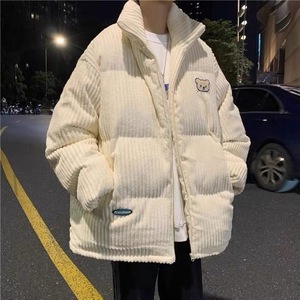 Nuovo Design Giacca in Velluto a Coste Utility da Uomo, Giacca Puffer Personalizzata con Design Orso, Giacca Invernale da Uomo in Denim Grezzo - Product Image 1