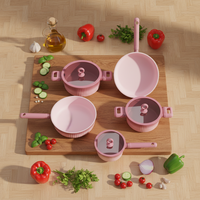 Batterie de cuisine moderne en métal antiadhésive à revêtement multicouche, 8 pièces, pour la cuisson à domicile – Meilleures ventes