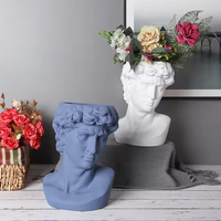 Portrait créatif pas cher Art européen rétro Statue de David Tête de vase en céramique Tête de pot de fleur