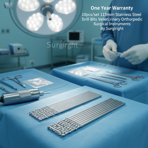 Juego de 10 Brocas Manuales de Acero Inoxidable de 115 mm, Instrumentos Quirúrgicos Ortopédicos Veterinarios de Surgiright, con Garantía de Un Año - Product Image 3