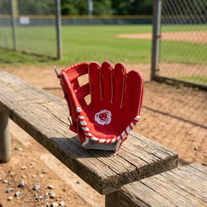 Gant de baseball en cuir pour jeunes de 11 pouces, design rouge vif, pour lanceur droitier, avec balle en caoutchouc, utilisation en extérieur - Product Image 6