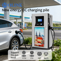 Estación de Carga Rápida para Vehículos Eléctricos OLINK de 600kW, Montada en Suelo, con Doble Conector, Refrigeración Líquida, CCS2, NACS, GBT, IP54, para Flotas