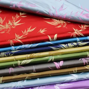Traditional Wholesale Bamboo Leaf Design Brocade Fabric Jacquard for Men Women Cloth and Sofa