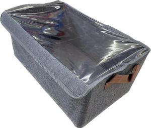 Cesto portaoggetti in tessuto 50x40x30cm con coperchio a ribalta, organizer per armadio dal design minimalista - Product Image 1