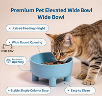 Gamelle surélevée large pour chat avec support à trois pieds – Gamelle d'alimentation surélevée pour animaux de compagnie à ouverture large et ronde, anti-fatigue des becs pour chatons