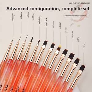 OEM ODM Marque Privée Stylo Liner à Ongles avec Manche en Acrylique Transparent Rouge, Poils en Nylon, Tête Ronde et Plate, Outil de Manucure en Gros - Product Image 3