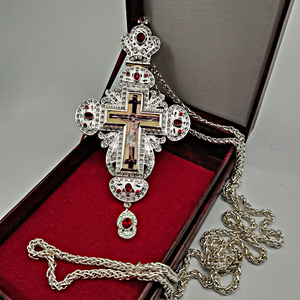 Collar con Colgante de Cruz Pectoral Clásica de Aleación de Zinc con Baño de Plata, Regalo para Obispo Ortodoxo - Product Image 5