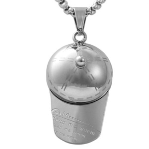 Colgante de acero inoxidable con forma de sombrero para hombre, collar informal estilo punk retro, diseño geométrico con forma de comida, 120107 - Product Image 1