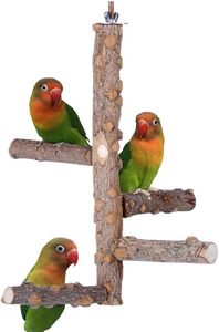 Natural Wooden Bird Perch for Parrots-Chewing Toy with <b>Ladder</b> Design for <b>Small</b> to Medium Parrots - Product Image 3