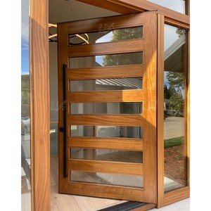 Porte d'entrée contemporaine moderne en aluminium pour villa, porte extérieure pour appartement, porte en bois sculpté - Product Image 1