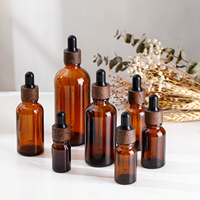 Flacons compte-gouttes en verre ambré anti-UV de 5 ml à 100 ml, vides, avec compte-gouttes en bois foncé pour soins de la peau - Vente en gros
