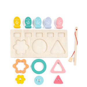 Jouet en bois pour développer <span class=keywords><strong>la</strong></span> motricité fine des bébés, 2 en 1, <span class=keywords><strong>jeu</strong></span> de pêche magnétique, blocs de tri et d'association de formes pour garçons et filles - Product Image 6