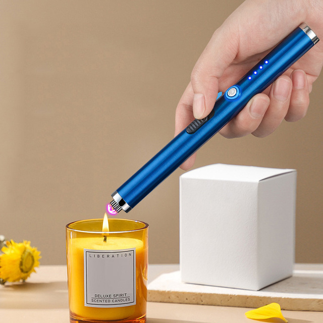 Torch Gas Electronic Kitchen Lighter USB Rechargeable Flexible Neck Arc Design Windproof Refillable Butane Aluminum Alloy