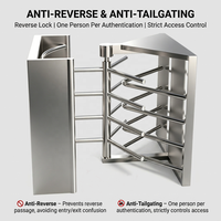 Torniquete de Control de Acceso Manual de Una Sola Vía y Altura Completa, Torniquete de Seguridad para Peatones, para Fábricas y Sitios Industriales