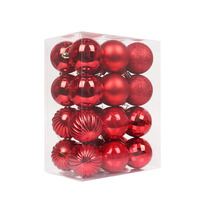 Petit ensemble de boules de Noël rouges, décorations suspendues pour l'arbre, ornements en plastique pour Noël, Nouvel An, fête festive