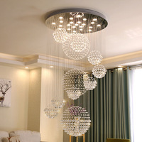 ENSEMBLE Haut Plafond De Luxe Moderne Escalier En Cristal Éclairage Hôtel Projet Villa Salon Goutte De Pluie Lustres Suspendus