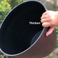 Pot de fleurs en plastique extra-large épaissi, motif tressé minimaliste imitation saule, pour plantes et fleurs