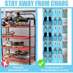Organisateur de chaussures à suspendre sur la porte, 40 poches, en maille bleu ciel, pour rangement dans le placard, léger, type crochet - Product Image 2