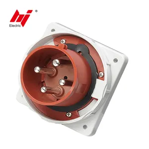 IP67 Waterproof Panel Mounted Appliance Inlet 63A 4 Pin Industrial Plug