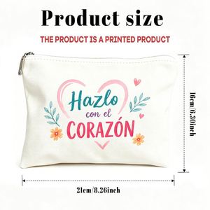 Bolsa de cosméticos con estampado de corazones y eslogan positivo, bolsa de cosméticos para mamá, hijas, amigas, regalos ideales para viajes, cumpleaños - Product Image 3