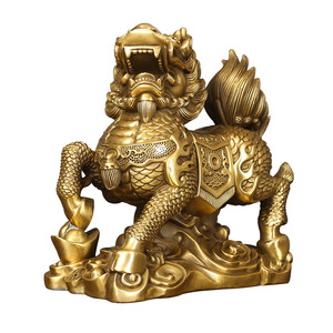 Adorno de Latón Fundido con Figura de Bestia Auspiciosa Qilin, Decoración de Mesa, Figura de Animal del Año Nuevo Chino - Product Image 5