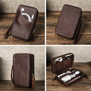 Customized Leather Travel Pouch Storage Bag <b>Tablet</b> Electronics Cable Accessories Organizer Digital Products Cable <b>Charger</b> Cases - Product Image 3