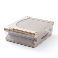 Grattoir vertical moderne pour chat en carton ondulé avec lit de repos et balle de jeu