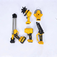 Set Peralatan Tenaga Listrik 4 in 1 Teleskop Multifungsi: Pemotong Rumput Mini, Gunting Pangkas, Gergaji Rantai, dan Baterai Besar 2X