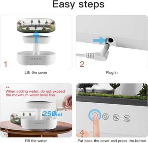 Ultrasonic Essential <b>Oil</b> <b>Diffuser</b> Rain Effect Aroma <b>Diffuser</b> with Colorful LED Ambient Light - Product Image 6