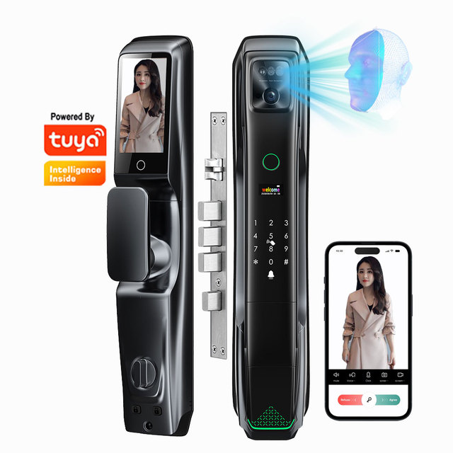 Biometric Waterproof 3D Face Fingerprint Recognition Smart Door Lock 6068 Mortise Digital Lock Smart Key Card Tuya App Wifi Lock