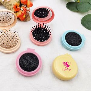 Peigne démêlant massant portable pliable avec finition en alliage de zinc, mini miroir intégré, idéal pour les voyages des enfants - Product Image 4
