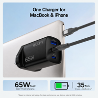 Chargeur rapide GaN 65W double USB-C et USB-A, prise UK, en stock, chargeur multi-ports GULFY