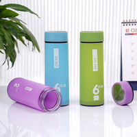 Bouteille d'eau personnalisée avec logo sur mesure, vente en gros, gobelets en verre à double paroi vides, ronds, pour boissons chaudes
