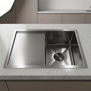 Fregadero de Cocina Moderno Leimanxi Modelo 6020, Negro, de Montaje Inferior, de una Sola Tina, Rectangular, de Acero Inoxidable, con Desagüe Lateral - Product Image 1