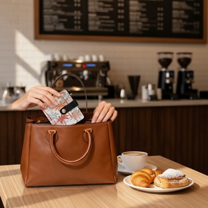 Portefeuille court personnalisé en cuir PU pour femme avec fermeture éclair, motif palmier, blocage RFID, étanche, portable, porte-cartes avec porte-clés - Product Image 6