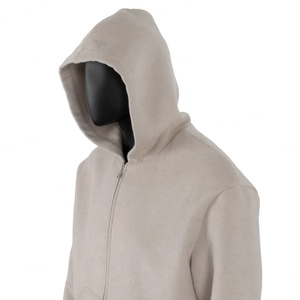TOPSHOW Custom Solid Heavyweight Cotton Oversized Blank Zipper Woolen Hoodies for Men - Product Image 3