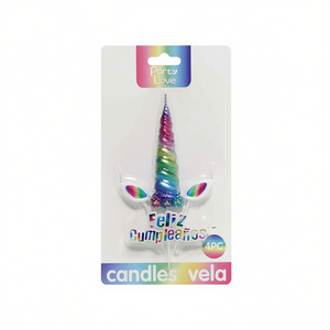Velas de Cumpleaños de Unicornio Party Love, 4 Piezas, Cuerno Arcoíris con Ojos, Feliz Cumpleaños - Product Image 1