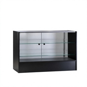 Tiered Shelf Glass Door Commercial <b>Display</b> <b>Cabinet</b> with Laminated Finish and Glass Back for Retail Store Showcase - Product Image 4