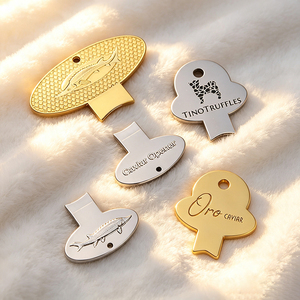 Étiquettes métalliques personnalisées pour marque privée, badges métalliques à coudre avec logo, étiquettes métalliques sur mesure pour vêtements et sacs, acceptant vos propres designs. - Product Image 1