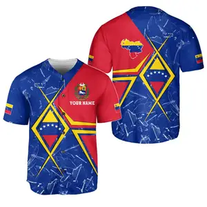 Camiseta de béisbol de Venezuela, productos de envío directo, Camiseta deportiva 2023, venta al por mayor, camisa de botones de talla grande de secado rápido, uniforme de béisbol
