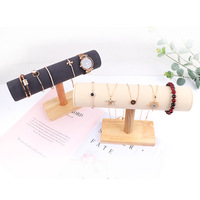Présentoir à bijoux en bois massif, buste à collier en velours à une seule couche pour comptoir de vente au détail