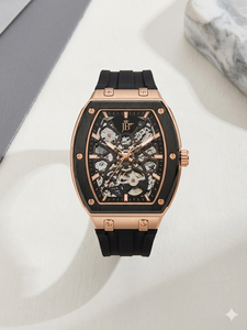 Montre mécanique automatique de luxe pour homme, boîtier en acier inoxydable, mouvement squelette à remontage automatique, bracelet en acier inoxydable 24 mm, verre personnalisé - Product Image 4