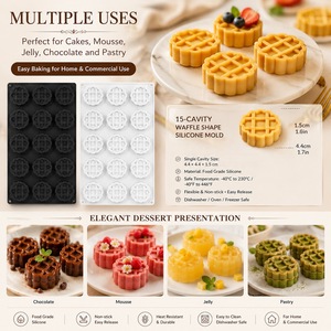 Silicone Waffle Mold 15 Cavity Round Apple Pie Shape Baking Cake Chocolate Mold For Home Commercial Use - Product Image 2