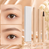 Pensil Alis 4 Titik Tahan Lama Tahan Air, Pemangkas Microblading, Lilin, Pena, Wadah, Label Pribadi, Kustom untuk Wanita
