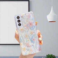 Étui de téléphone portable en TPU souple avec motif de fleurs scintillantes pour Samsung Galaxy S24 Ultra S26 S25 Plus A34 5G A54 A14 A22
