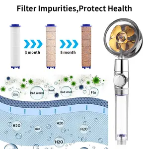 Ventilatore rotante ad alta pressione testa motorizzata per doccia a mano con propulsione rotante a 360 gradi con soffione doccia in ABS con getto d'acqua con ventola Turbo piccola