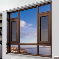 Grandes fenêtres à battant en aluminium au design moderne Fenêtre de maison à vue complète en verre avec plafond au sol et balcon en verre fixe