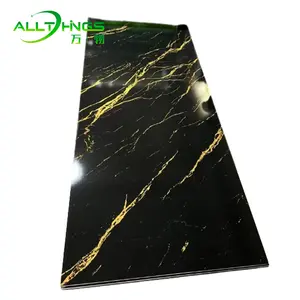 Eco-friendly PVC marble wall panel fireproofing high-gloss UV marble sheet 3D printing continuous patterns marble slab