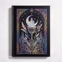 Carnet à couverture rigide gothique noir holographique, journal personnalisé avec estampage à chaud pour cadeau